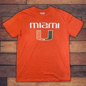 E5 Collegiate Collection University of Miami Orange T-Shirt Adult XL Miami Logo